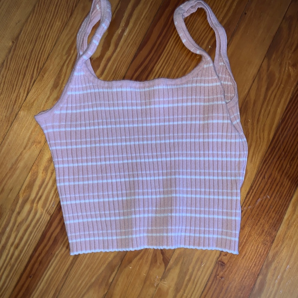 Pink and white stripe crop top/tank top